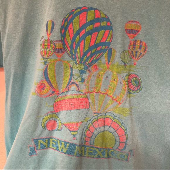 VTG Single Stitch New Mexico Hot Air Balloon Shirt Turquoise Bright Design - Picture 2 of 12